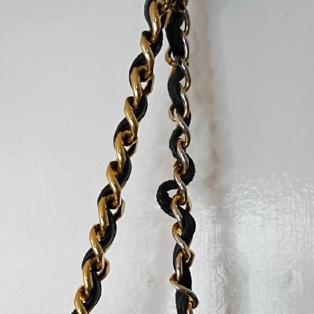 Vintage Chanel Black Supermodel Tote Bag • Gold Chain & Leather Straps • Large - Picture 9 of 16